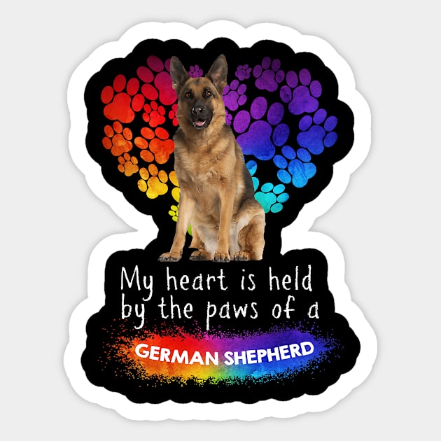 My Heart Is Held By The Paws Of A German Shepherd Sticker by EmilyCharlotty